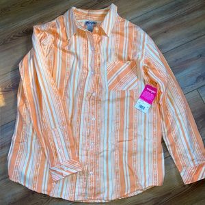 Women’s Wrangler orange and white aztec button-up, size medium.
